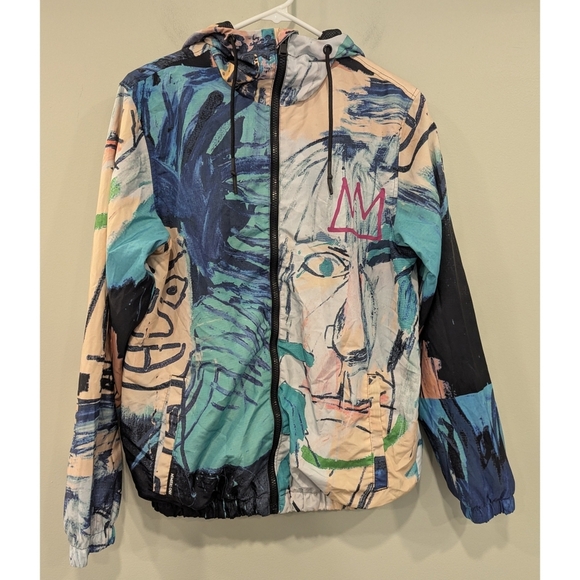 Jean-Michel Basquiat x Members Only Graffiti Hooded Zip Up Jacket Size Small - Picture 9 of 9